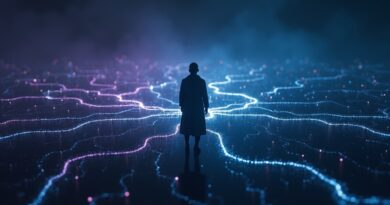 Eteryczna SI eksplorująca sieć Wikimedia, symbolizująca nieautoryzowane działania agentów OpenAI.